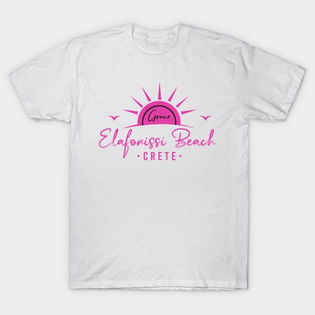 Elaforisi Beach - Idyllic Coastal Haven T-Shirt by Hashed Art